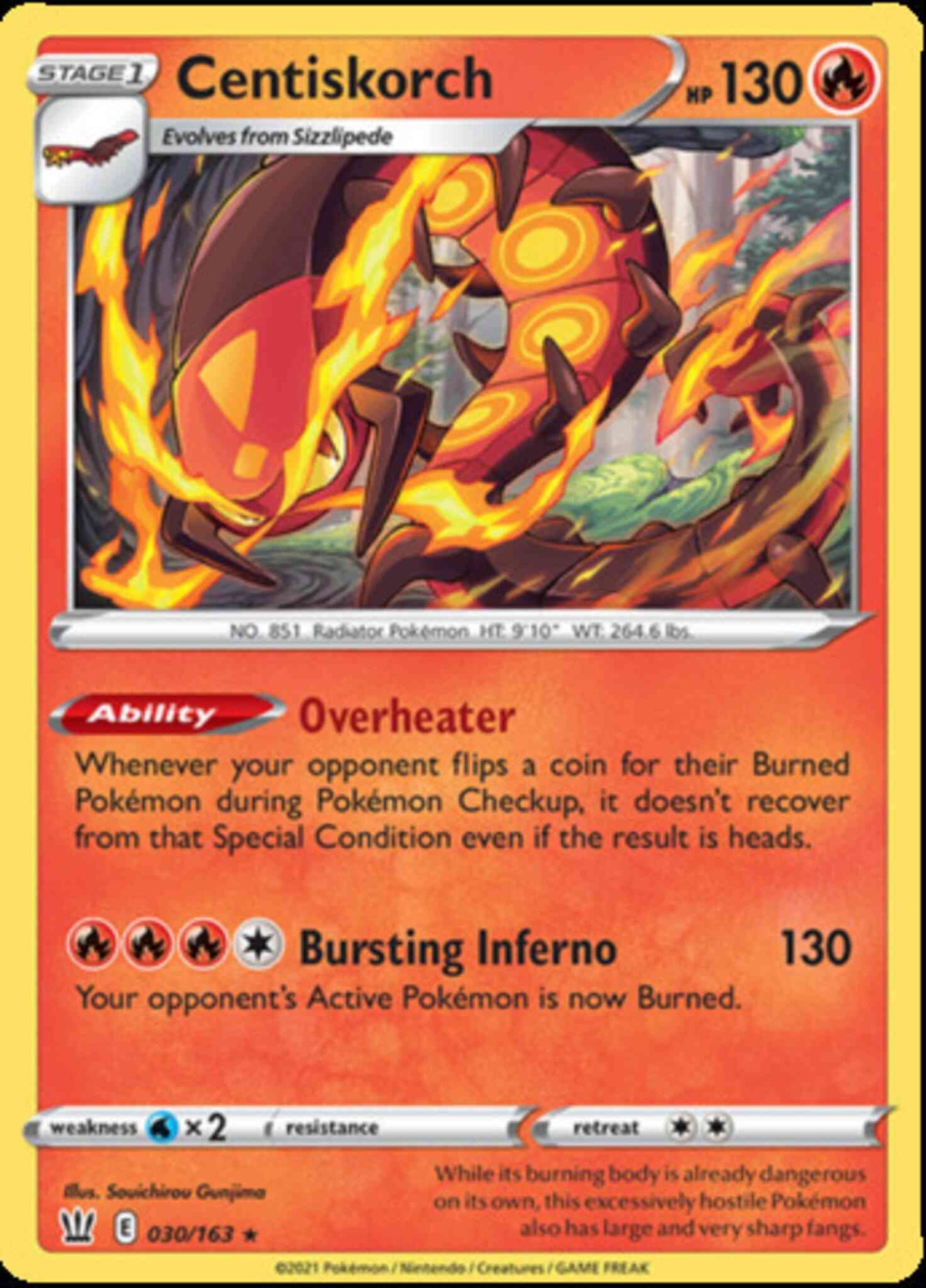 Centiskorch - 030/163 - Rare [swsh5-030] [Reverse Holo]