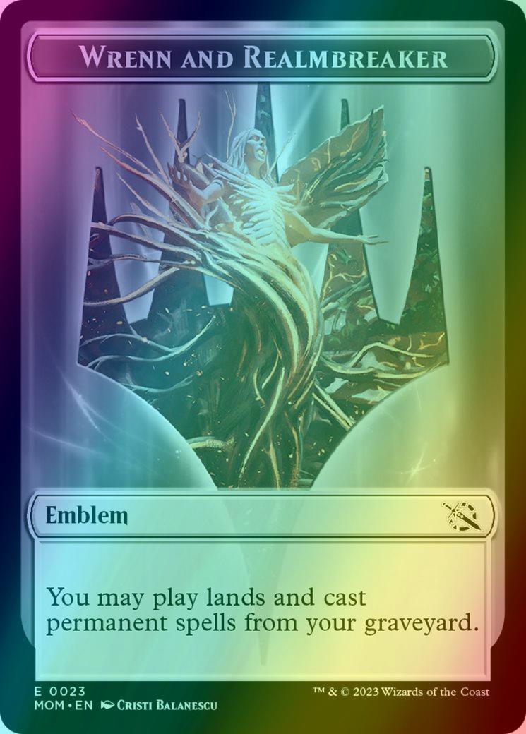 Warrior Token (15) // Wrenn and Realmbreaker Emblem (23) [March of the Machine: Tokens] [Foil]