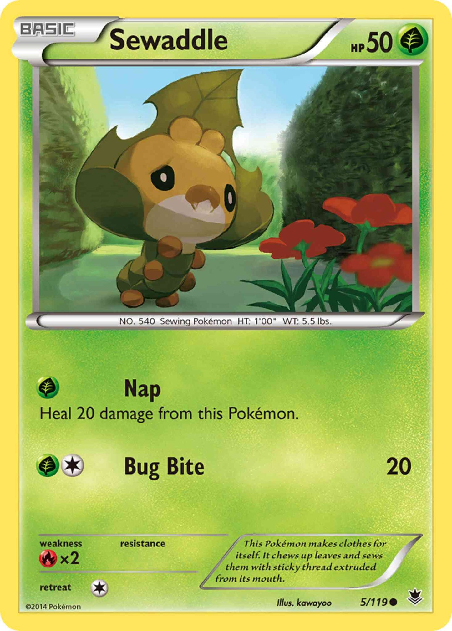 Sewaddle - 5/119 - Common [xy4-5] [Reverse Holo]