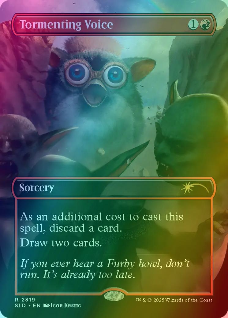 Tormenting Voice [2319] [Borderless] [Furby: The Gathering] [Secret Lair Drop] [Rainbow Foil]
