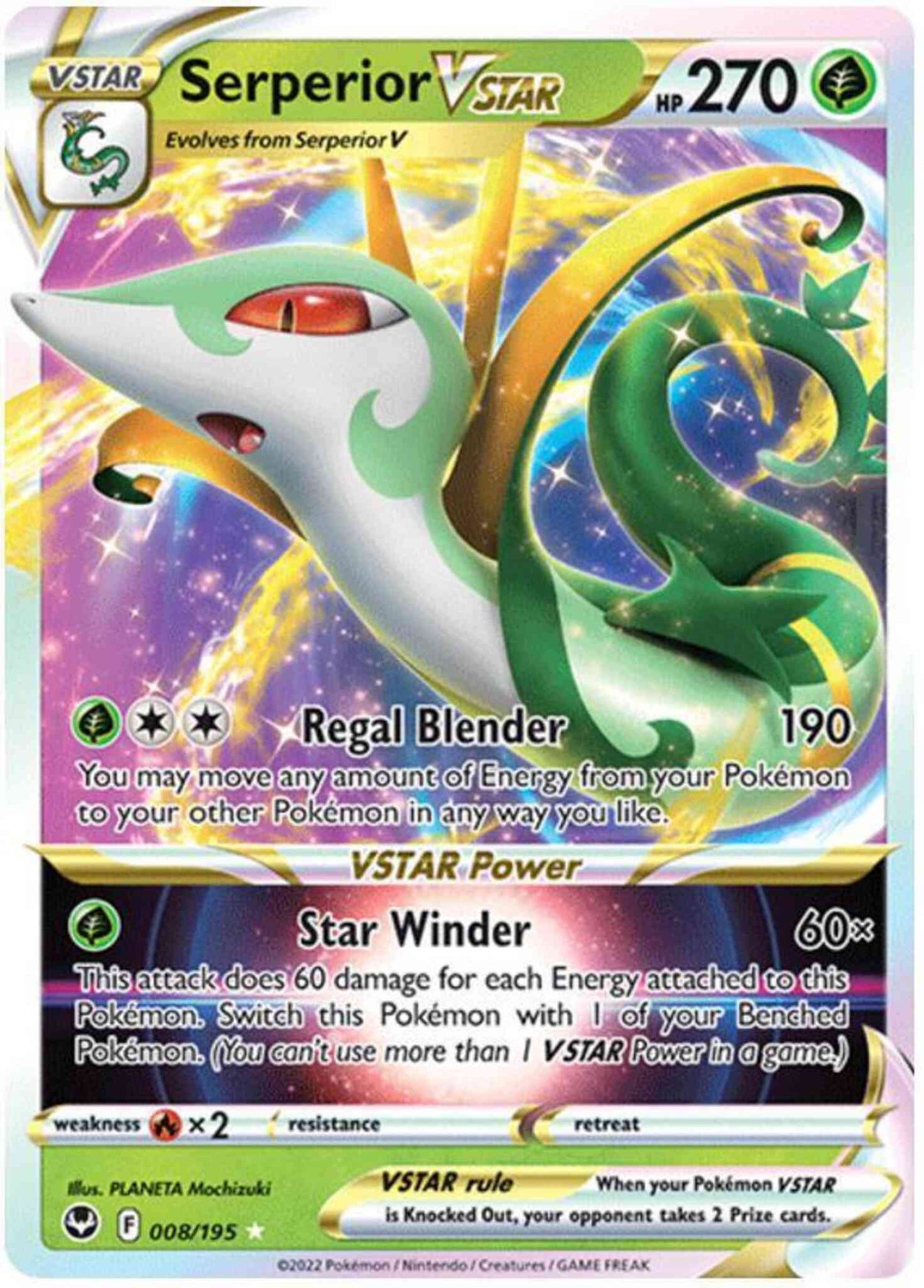 Serperior VSTAR - 008/195 - Rare Holo VSTAR [swsh12-008] [Ultra]