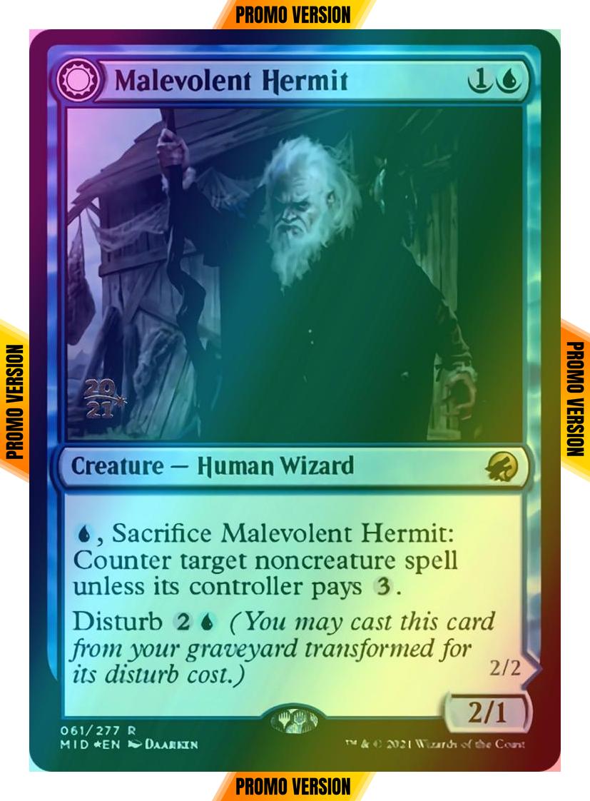 Malevolent Hermit // Benevolent Geist [Prerelease] [61s] [Innistrad: Midnight Hunt Promos] [Foil]