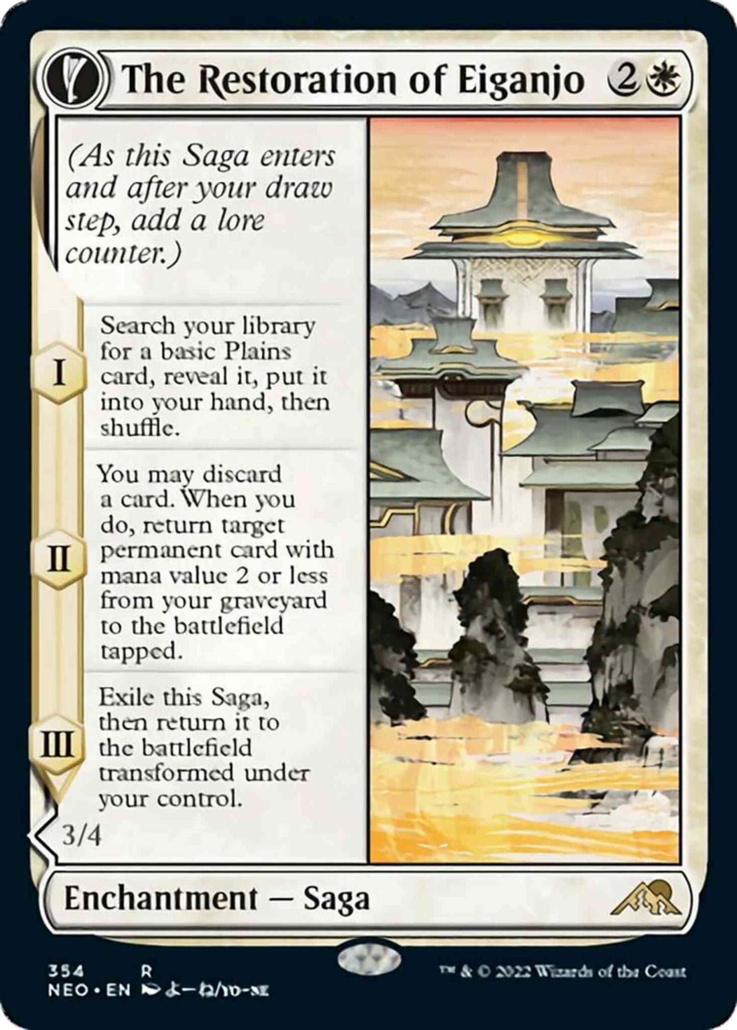 The Restoration of Eiganjo // Architect of Restoration [354] [Soft Glow Showcase] [Kamigawa: Neon Dynasty] [Non-Foil]