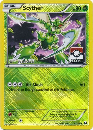 Scyther - 4/108 - Promotional - 2nd Place Crosshatch Holo Pokemon league Chespin / Fennekin Season League Challenge Promo [Reverse Holo]