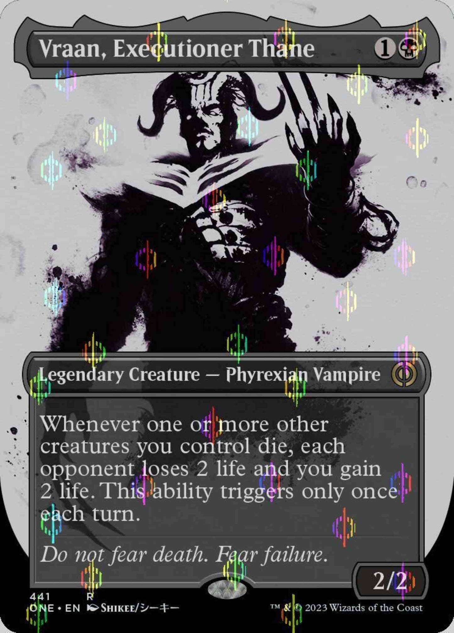Vraan, Executioner Thane [441] [Borderless] [Ichor] [Phyrexia: All Will Be One] [Compleat Foil]