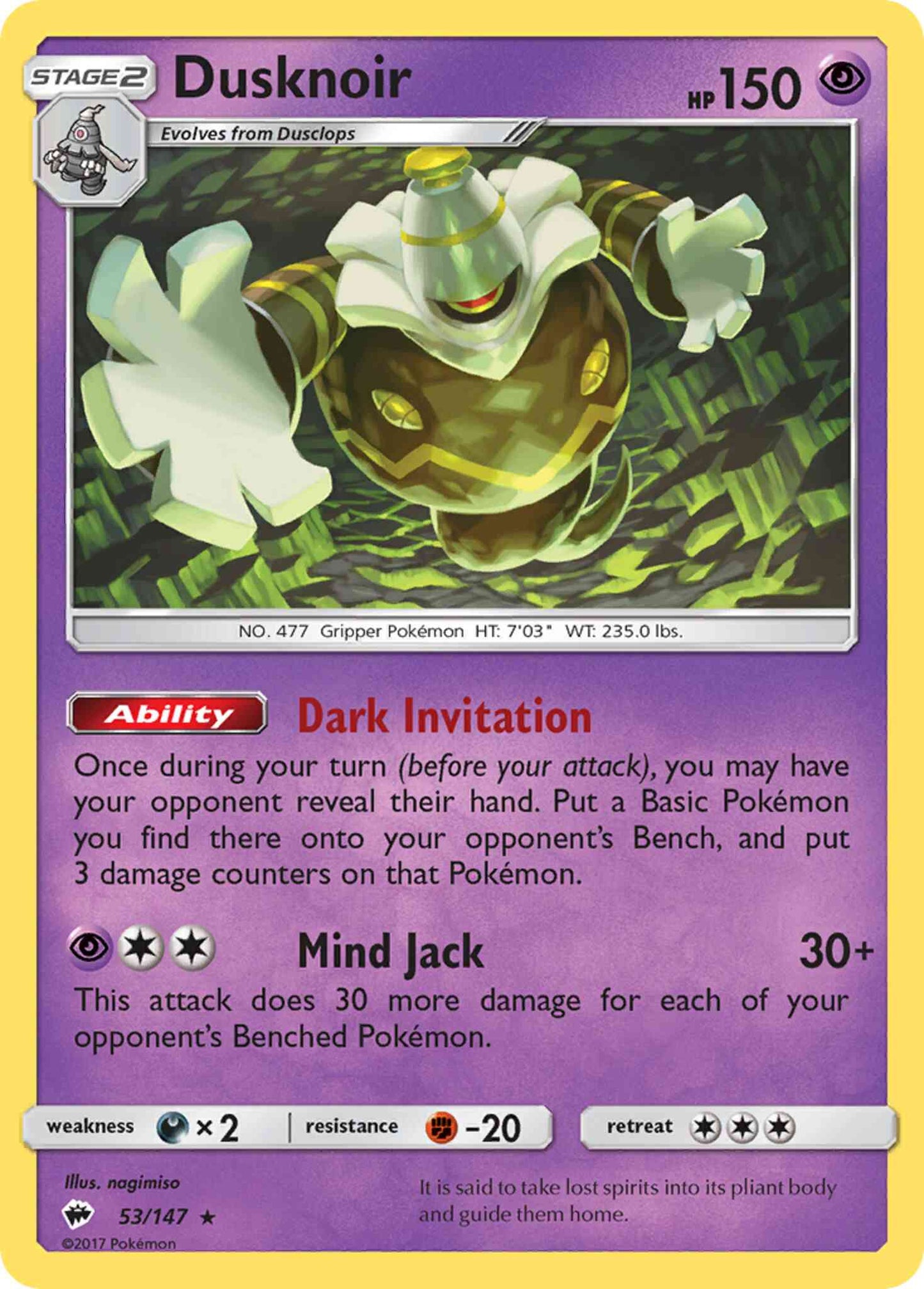 Dusknoir - 53/147 - Rare Holo [sm3-53] [Holo]
