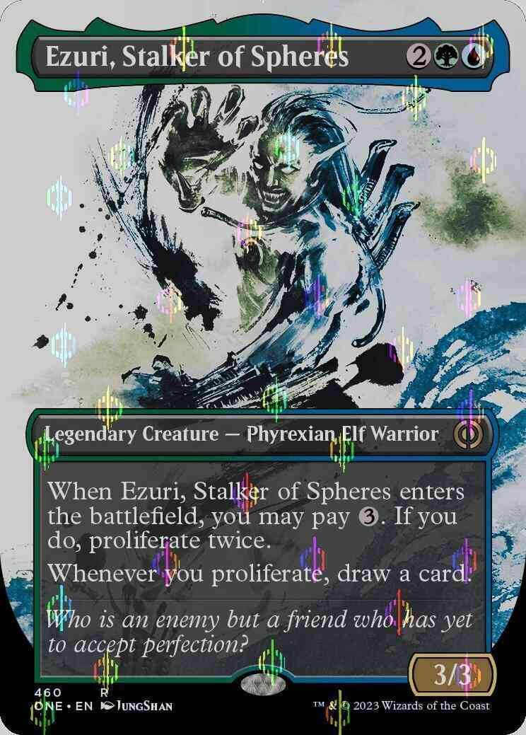 Ezuri, Stalker of Spheres [460] [Borderless] [Ichor] [Phyrexia: All Will Be One] [Compleat Foil]