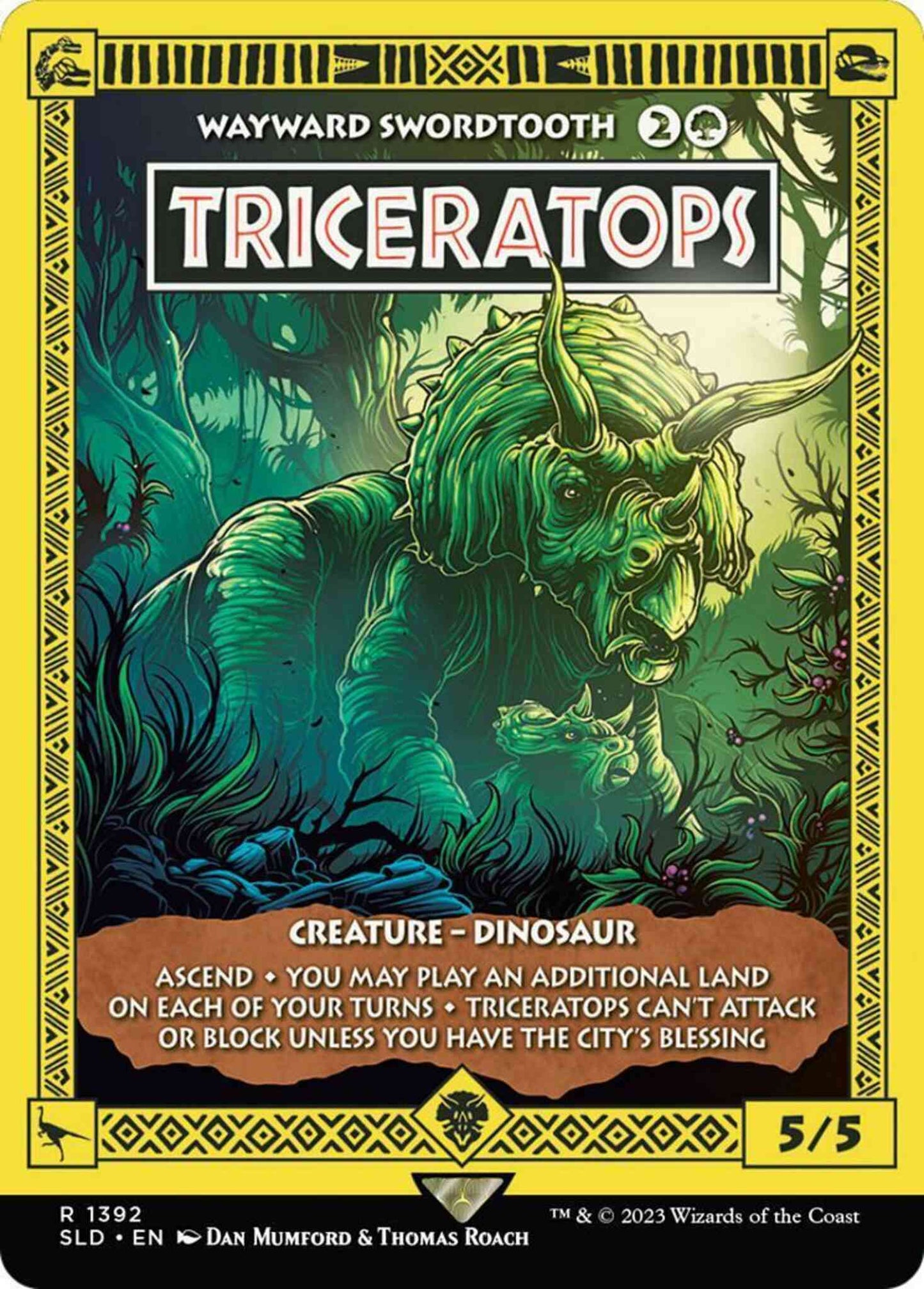 Triceratops - Wayward Swordtooth [1392] [Borderless] [Life Breaks Free] [Secret Lair Drop] [Non-Foil]