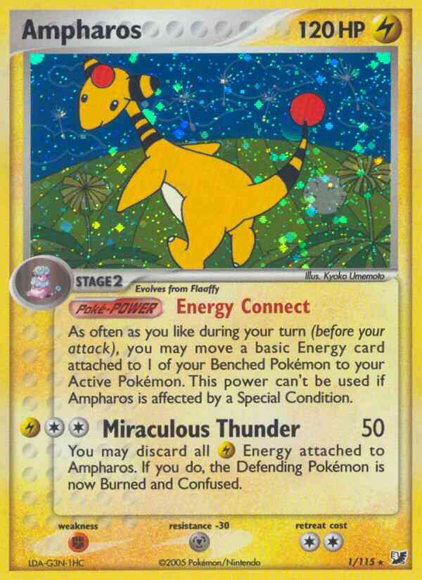 Ampharos - 1/115 - Rare Holo [ex10-1] [Reverse Holo]