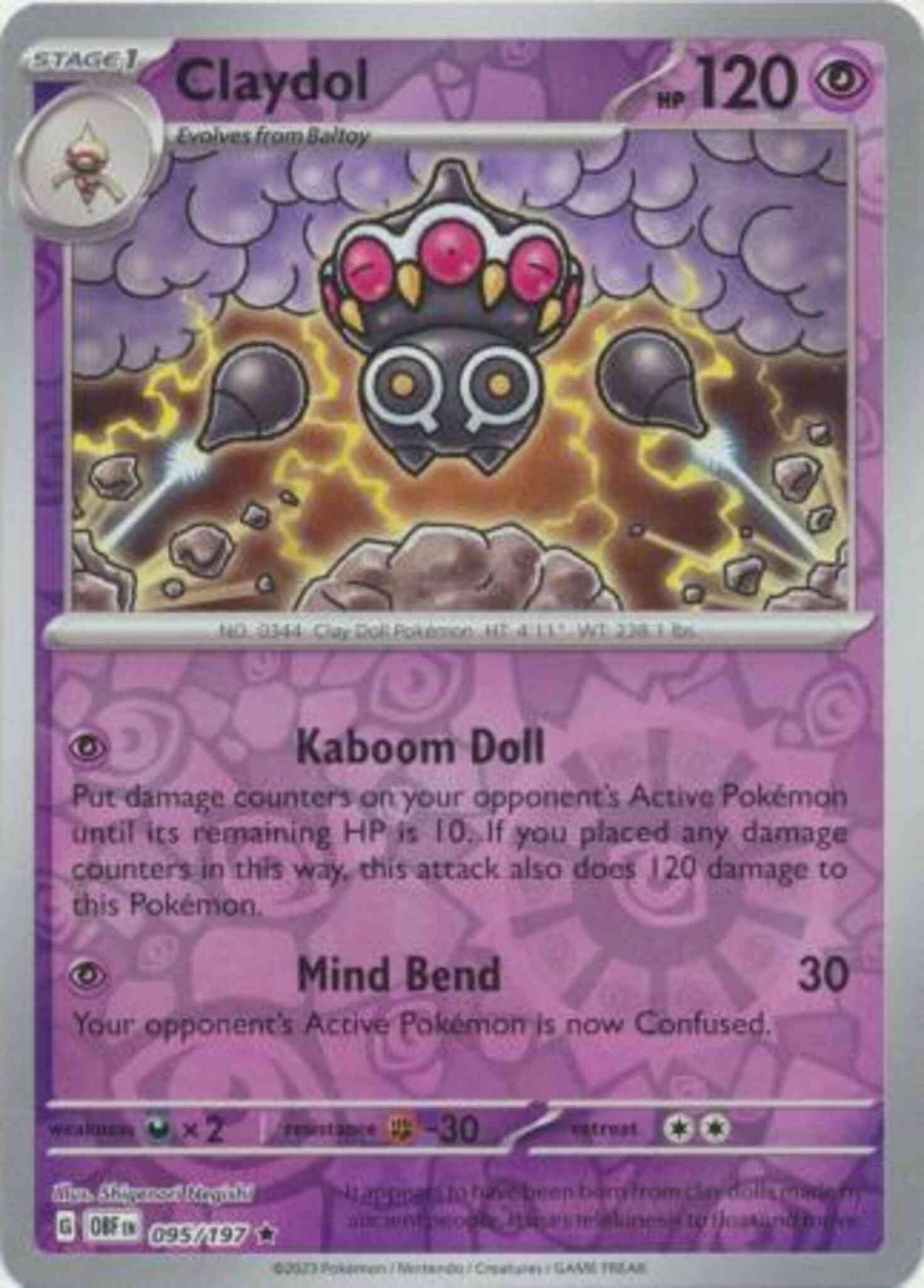 Claydol - 095/197 - Rare [sv03-095] [Reverse Holo]