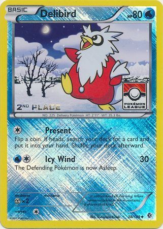 Delibird - 38/149 - 2nd Place Crosshatch Holo Pokemon League Froakie / Xerneas Season League Challenge Promo [Reverse Holo]