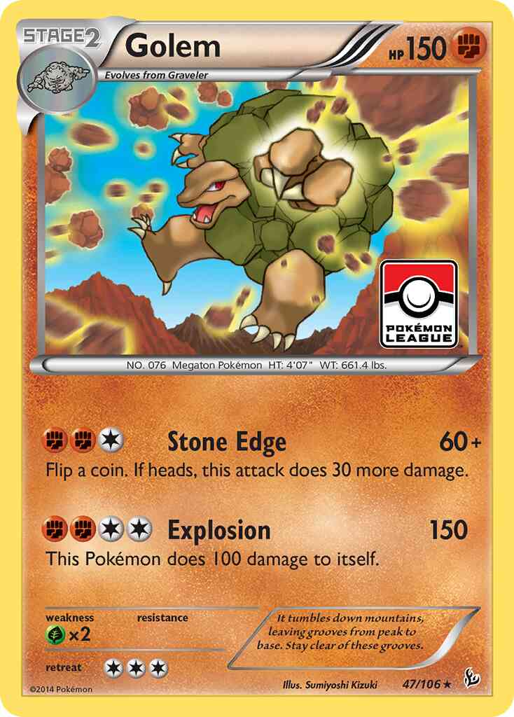 Golem - 47/106 - Rare [xy2-47] [Reverse Holo]