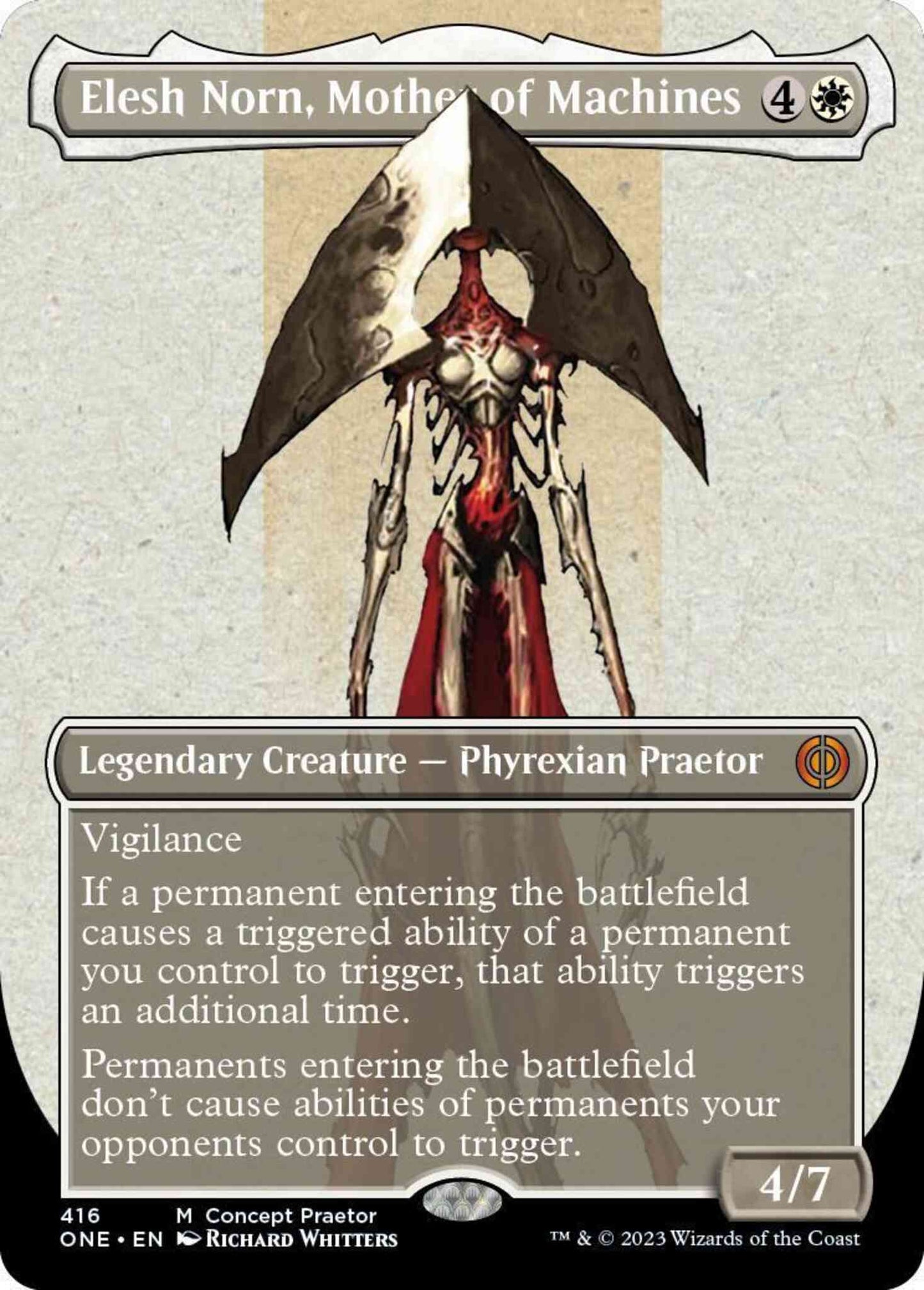 Elesh Norn, Mother of Machines [416] [Borderless] [Concept Praetor] [Phyrexia: All Will Be One] [Non-Foil]