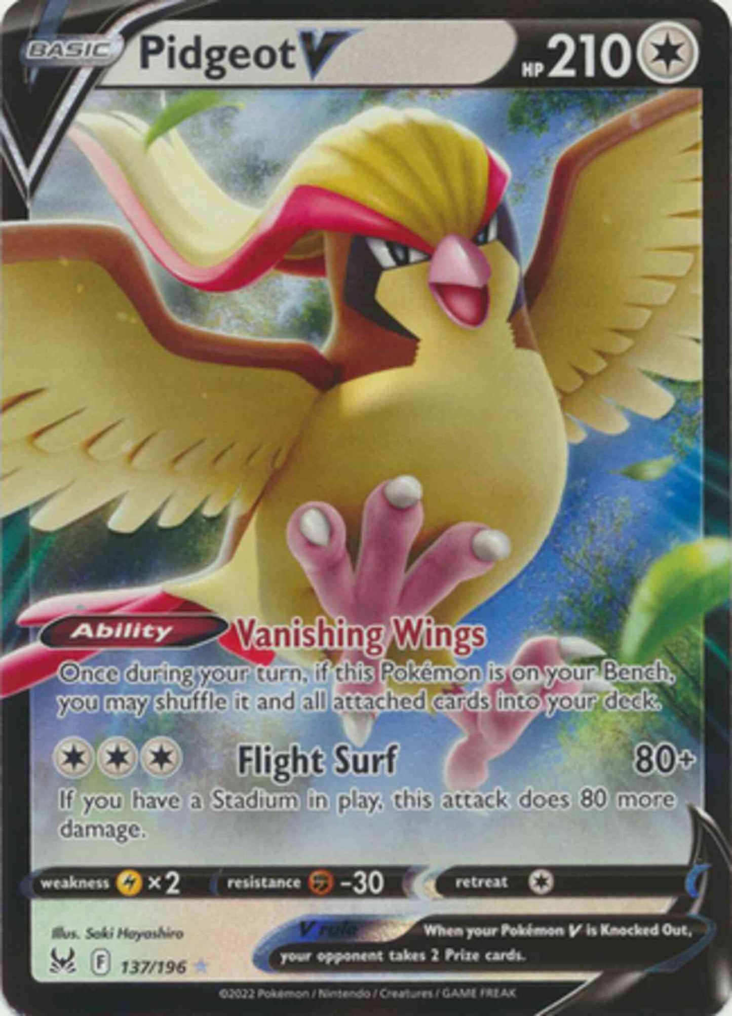 Pidgeot V - 137/196 - Rare Holo V [swsh11-137] [Ultra]