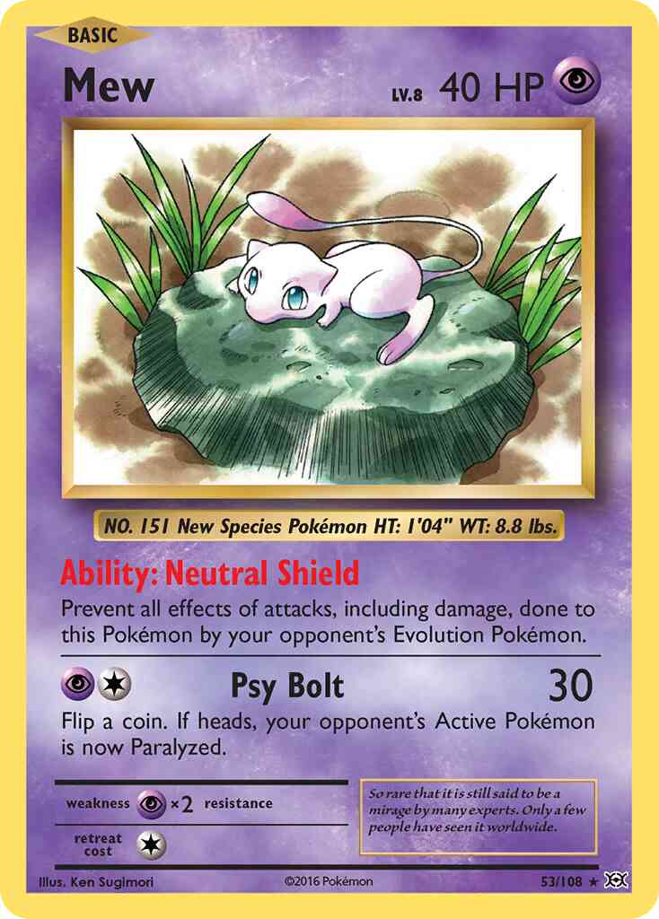 Mew - 53/108 - Rare Holo [xy12-53] [Reverse Holo]