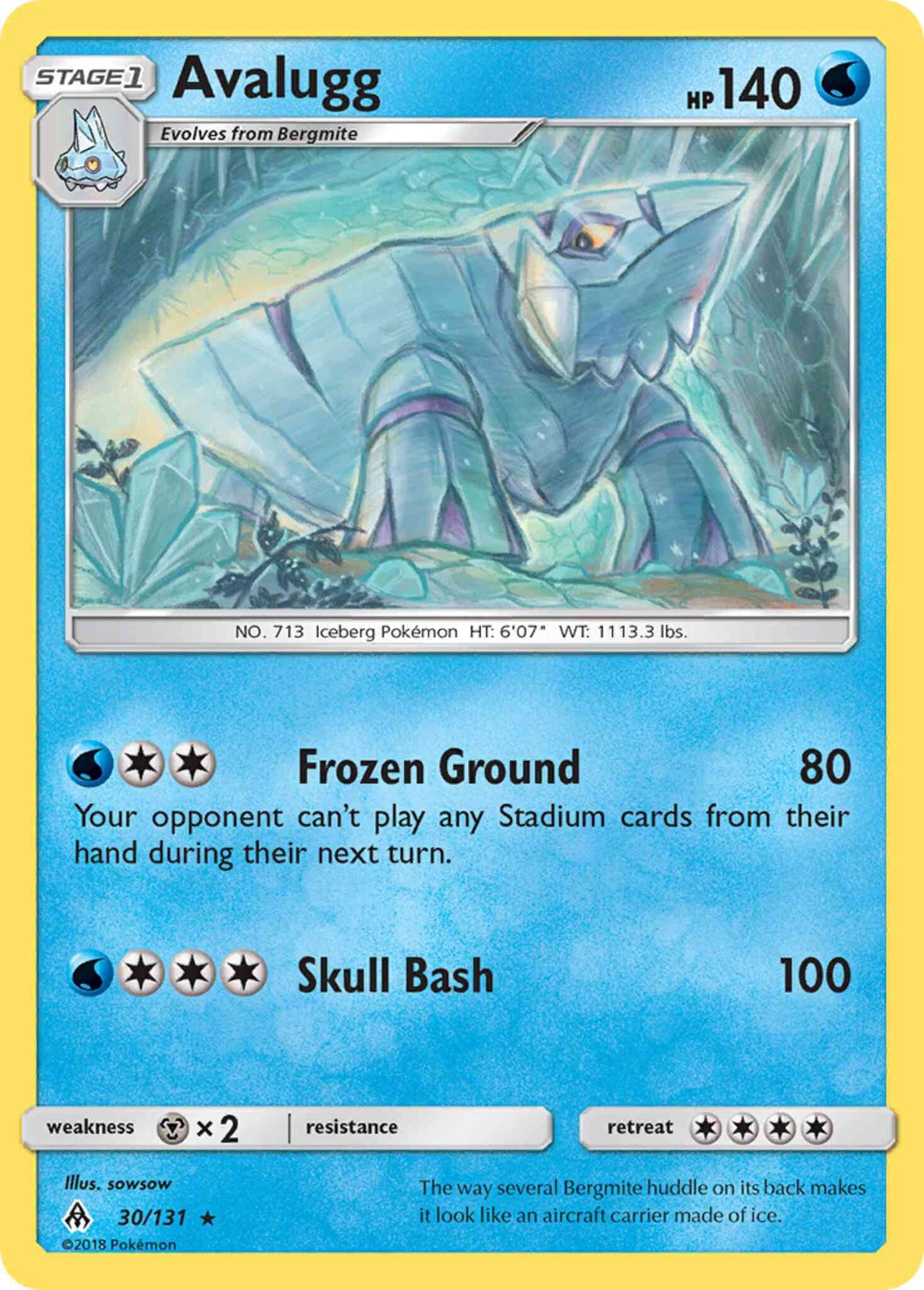 Avalugg - 30/131 - Rare [sm6-30] [Reverse Holo]