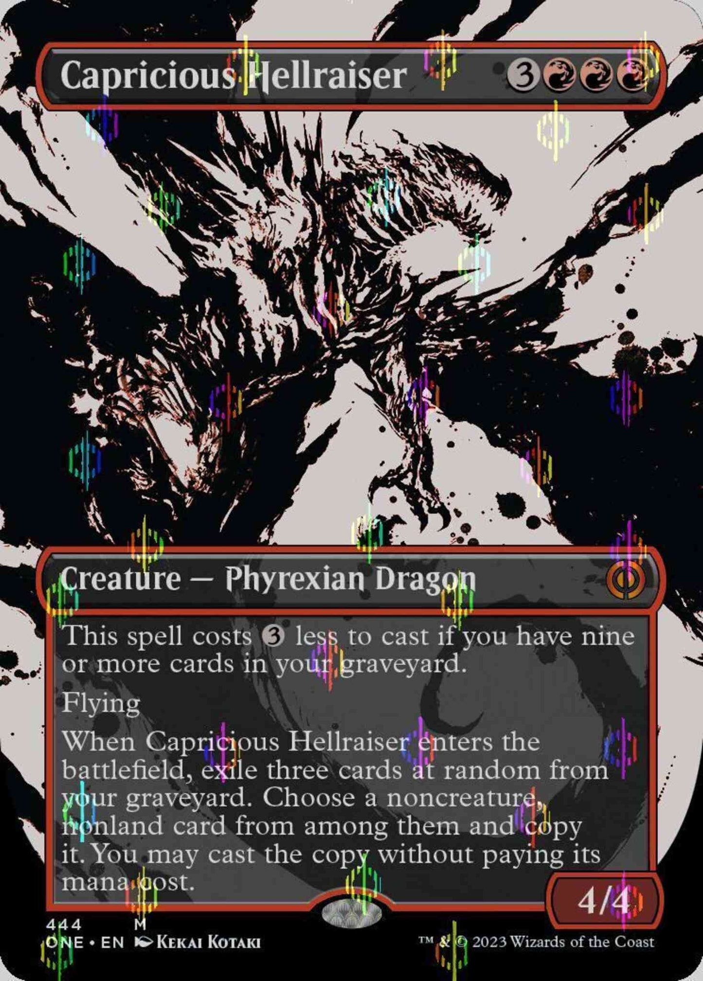 Capricious Hellraiser [444] [Borderless] [Ichor] [Phyrexia: All Will Be One] [Compleat Foil]