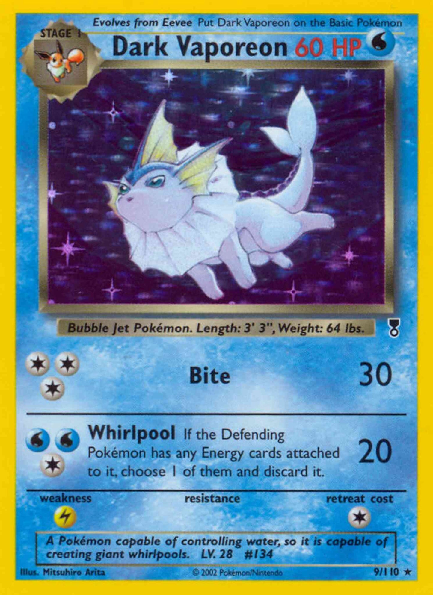 Dark Vaporeon - 9/110 - Rare [base6-9] [Reverse Holo]