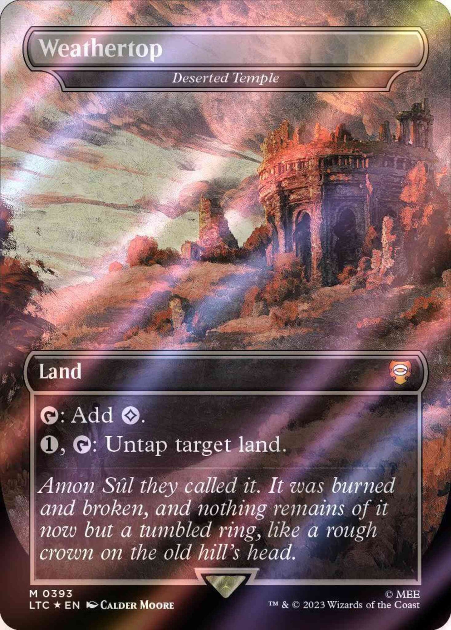 Weathertop - Deserted Temple [393] [Borderless] [Realms and Relics] [The Lord of the Rings: Tales of Middle-earth: Commander] [Surge Foil]