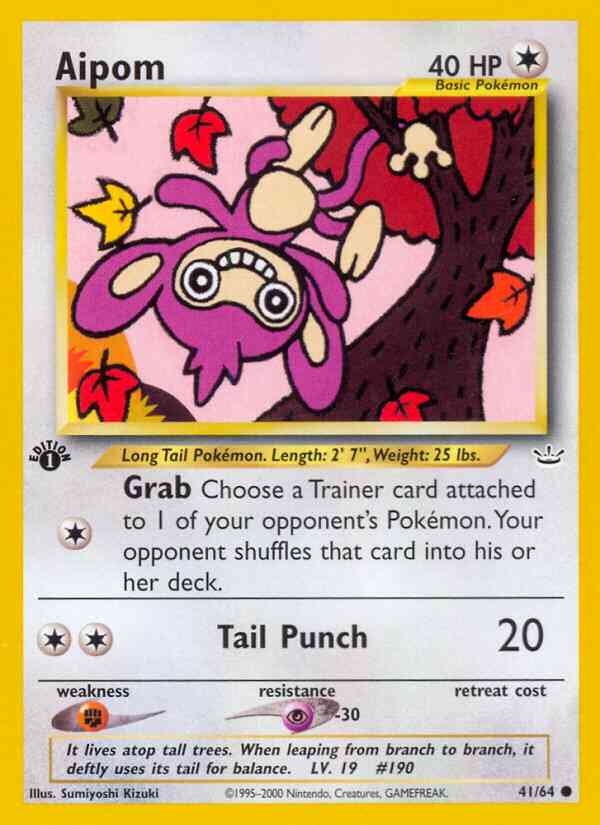 Aipom - 41/64 - Common - 1st Edition [neo3-41] [Non-Holo]