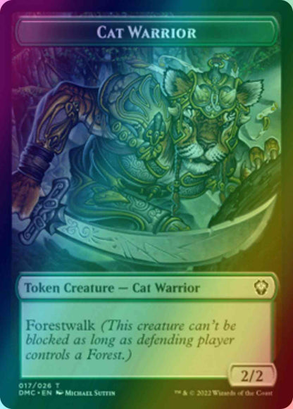 Cat Warrior Token (17) // Saproling Token (18) [DMC/DMU Set Symbol] [Dominaria United: Tokens] [Foil]