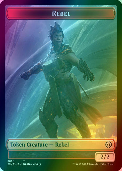 Drone Token (08) // Rebel Token (05) [Phyrexia: All Will Be One: Tokens] [Foil]