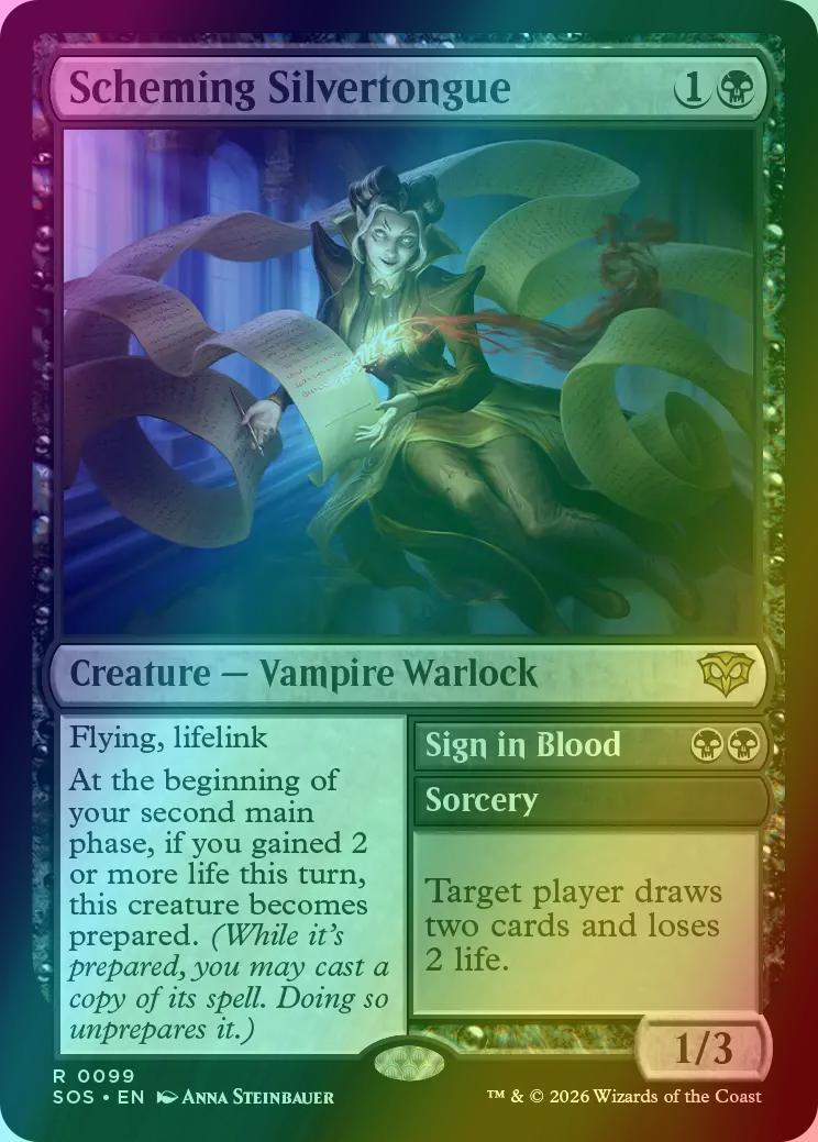 Scheming Silvertongue // Sign in Blood [99] [Secrets of Strixhaven] [Foil]