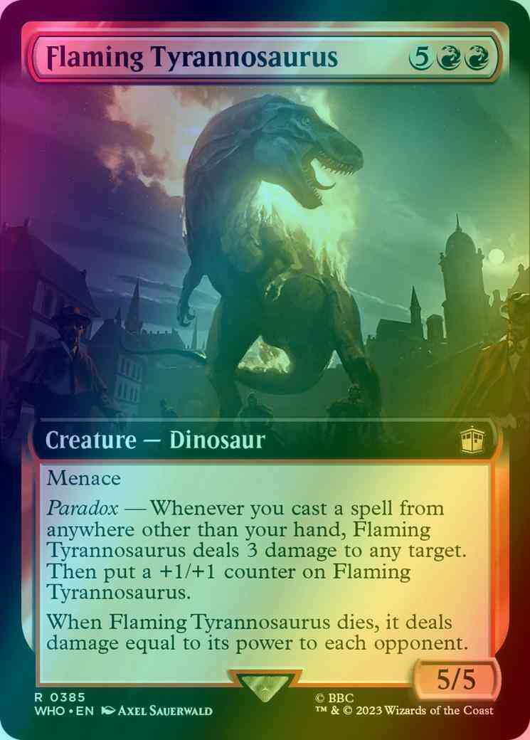 Flaming Tyrannosaurus [385] [Extended Art] [Universes Beyond: Doctor Who] [Foil]