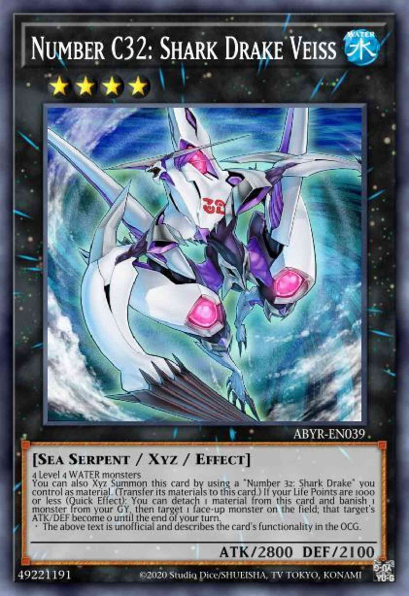 Number C32: Shark Drake Veiss - ABYR-EN039 - Ghost Rare - 1st Edition