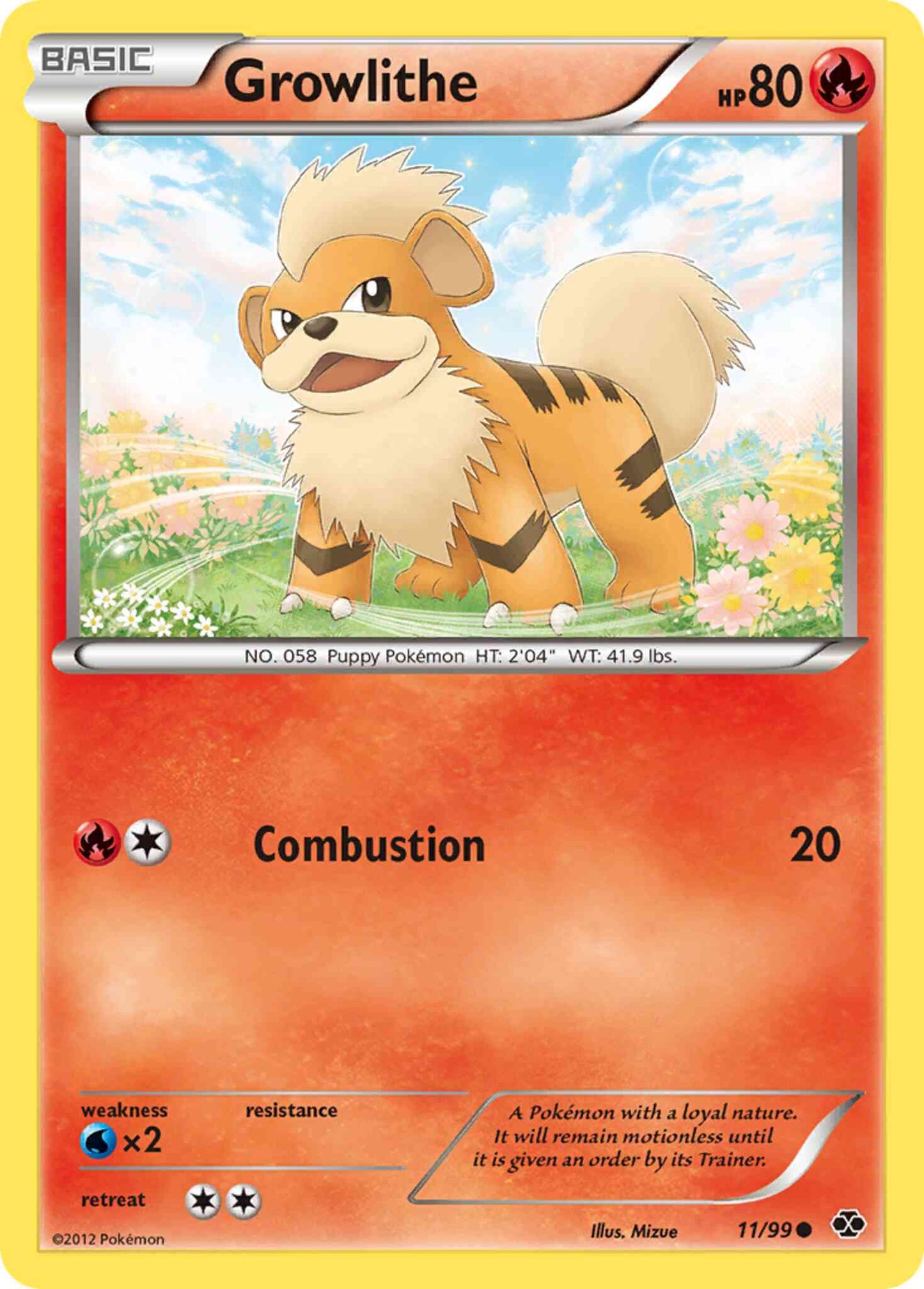 Growlithe - 11/99 - Common [bw4-11] [Non-Holo]