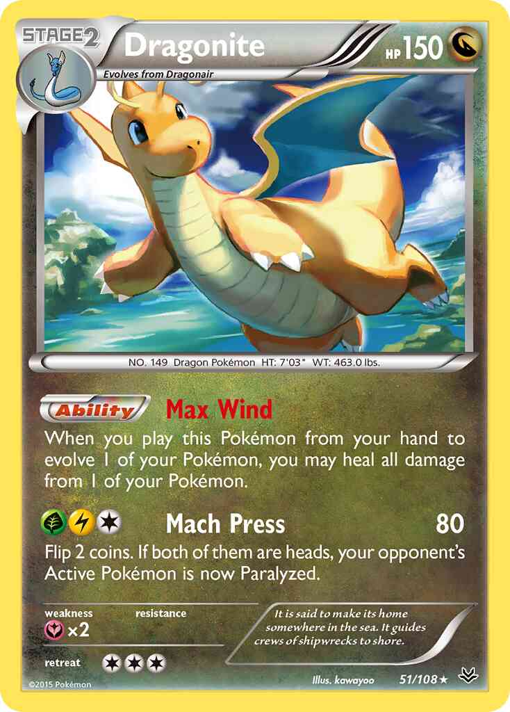 Dragonite - 51/108 - Rare [xy6-51] [Reverse Holo]
