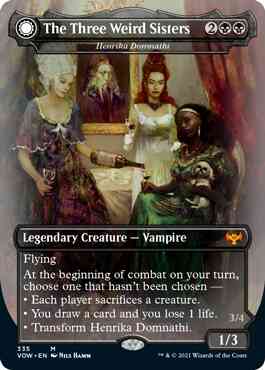 The Three Weird Sisters // Fiends of Darkest Night - Henrika Domnathi // Henrika, Infernal Seer [335] [Dracula Series] [Innistrad: Crimson Vow] [Non-Foil]