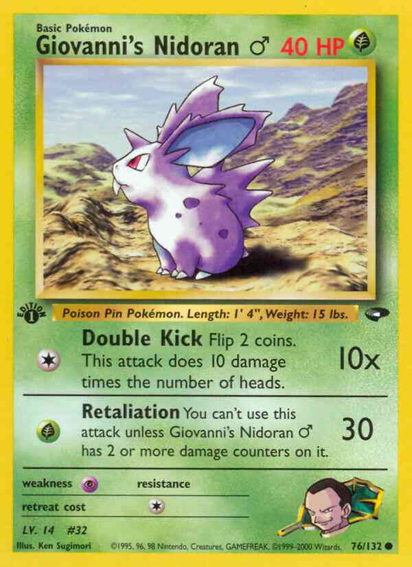 Giovanni's Nidoran♂ - 76/132 - Common - 1st Edition [gym2-76] [Non-Holo]