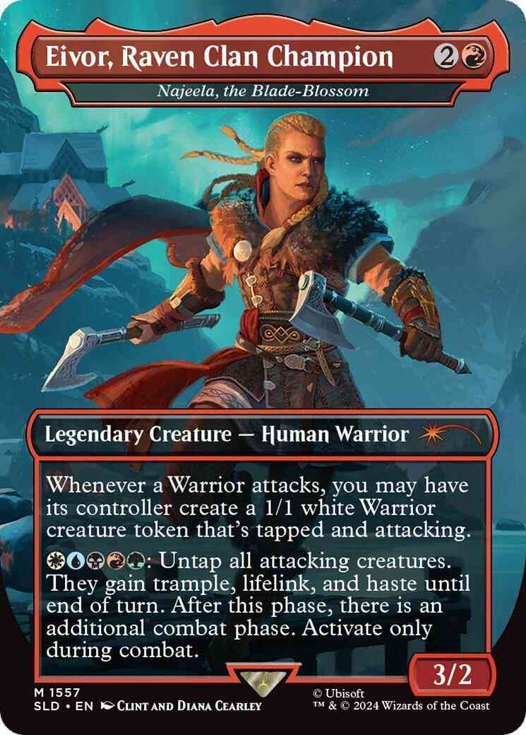 Eivor, Raven Clan Champion - Najeela, the Blade-Blossom [1557] [Borderless] [Lethal Legends] [Secret Lair Drop] [Non-Foil]