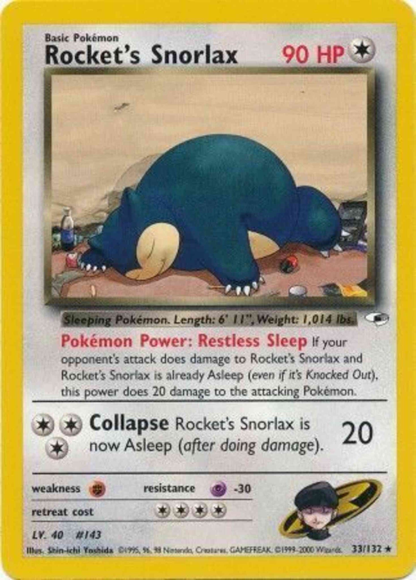 Rocket's Snorlax - 33/132 - Rare - Unlimited [gym1U-33] [Non-Holo]