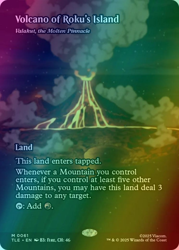 Volcano of Roku's Island - Valakut, the Molten Pinnacle [61] [Borderless] [Source Material] [Avatar: The Last Airbender Eternal] [Foil]