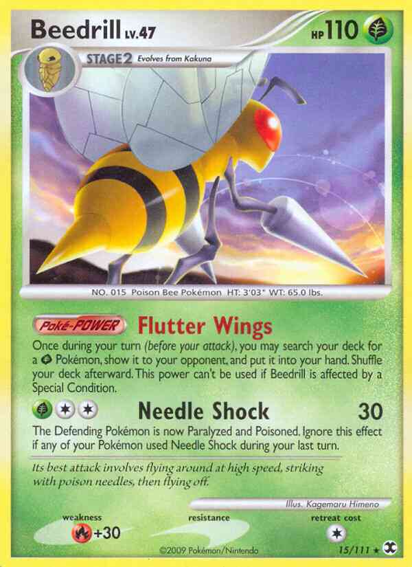 Beedrill - 15/111 - Rare [pl2-15] [Reverse Holo]