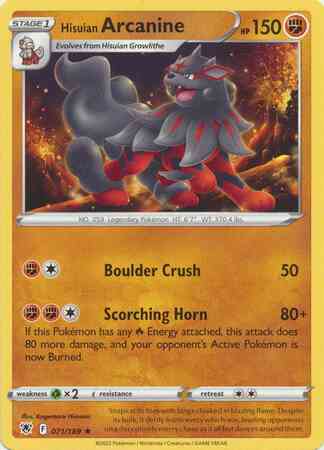 Hisuian Arcanine - 071/189 - Rare [swsh10-071] [Non-Holo]