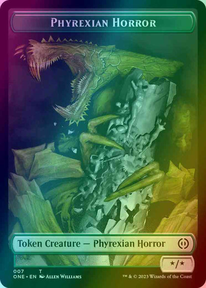 Phyrexian Horror Token (07) // Phyrexian Mite Token (11) [Phyrexia: All Will Be One: Tokens] [Foil]