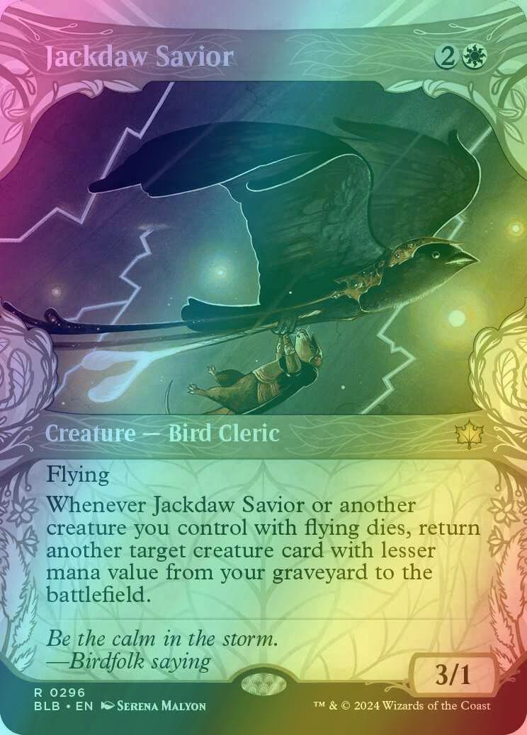 Jackdaw Savior [296] [Woodland Showcase] [Bloomburrow] [Foil]