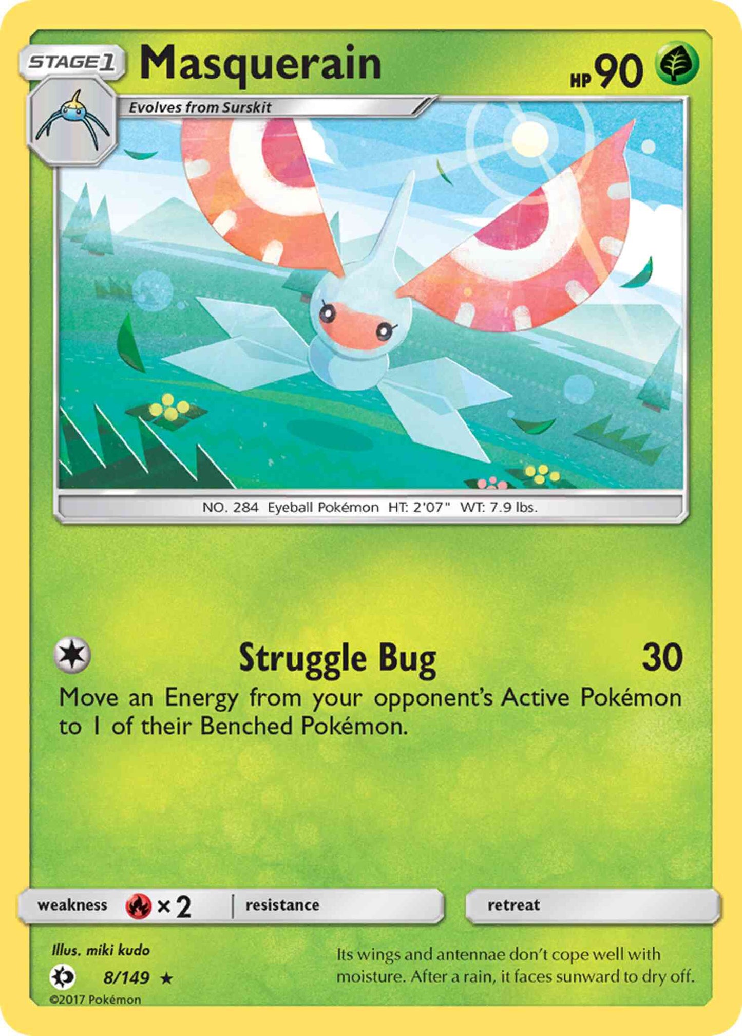Masquerain - 8/149 - Rare [sm1-8] [Reverse Holo]