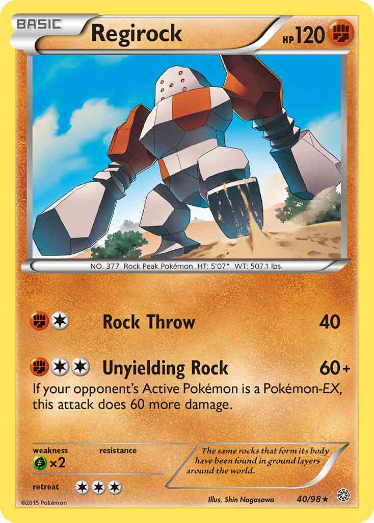 Regirock - 40/98 - Rare [xy7-40] [Reverse Holo]