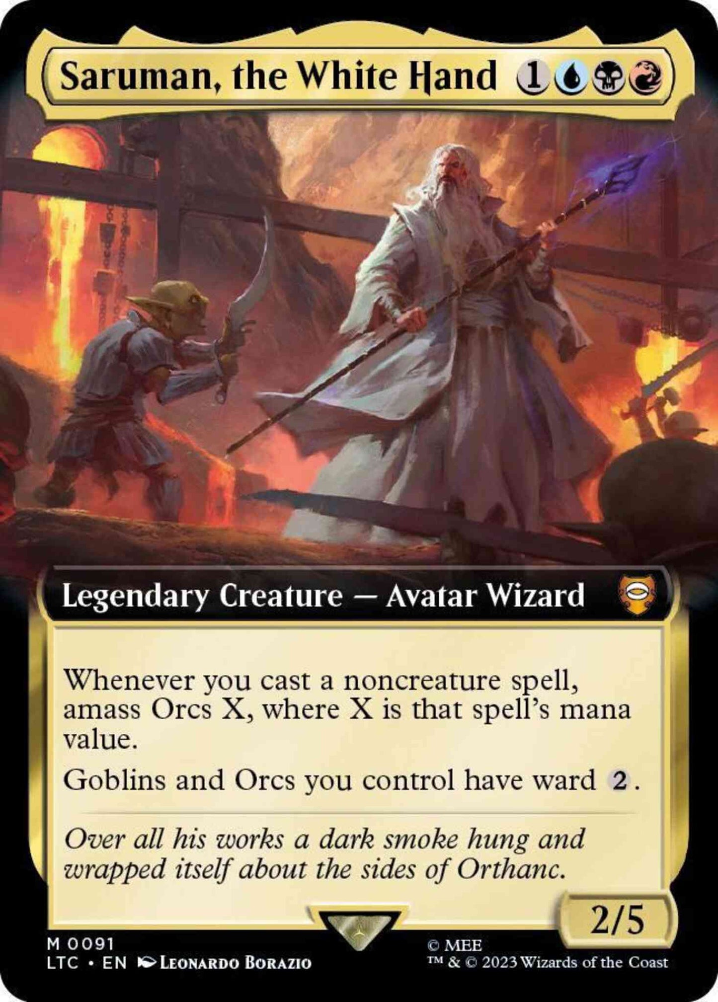 Saruman, the White Hand [91] [Extended Art] [The Lord of the Rings: Tales of Middle-earth: Commander] [Non-Foil]