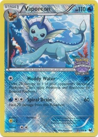 Vaporeon - 25/108 - Promotional - Crosshatch Holo North American State/Province/Territory Championships 2012 [Reverse Holo]