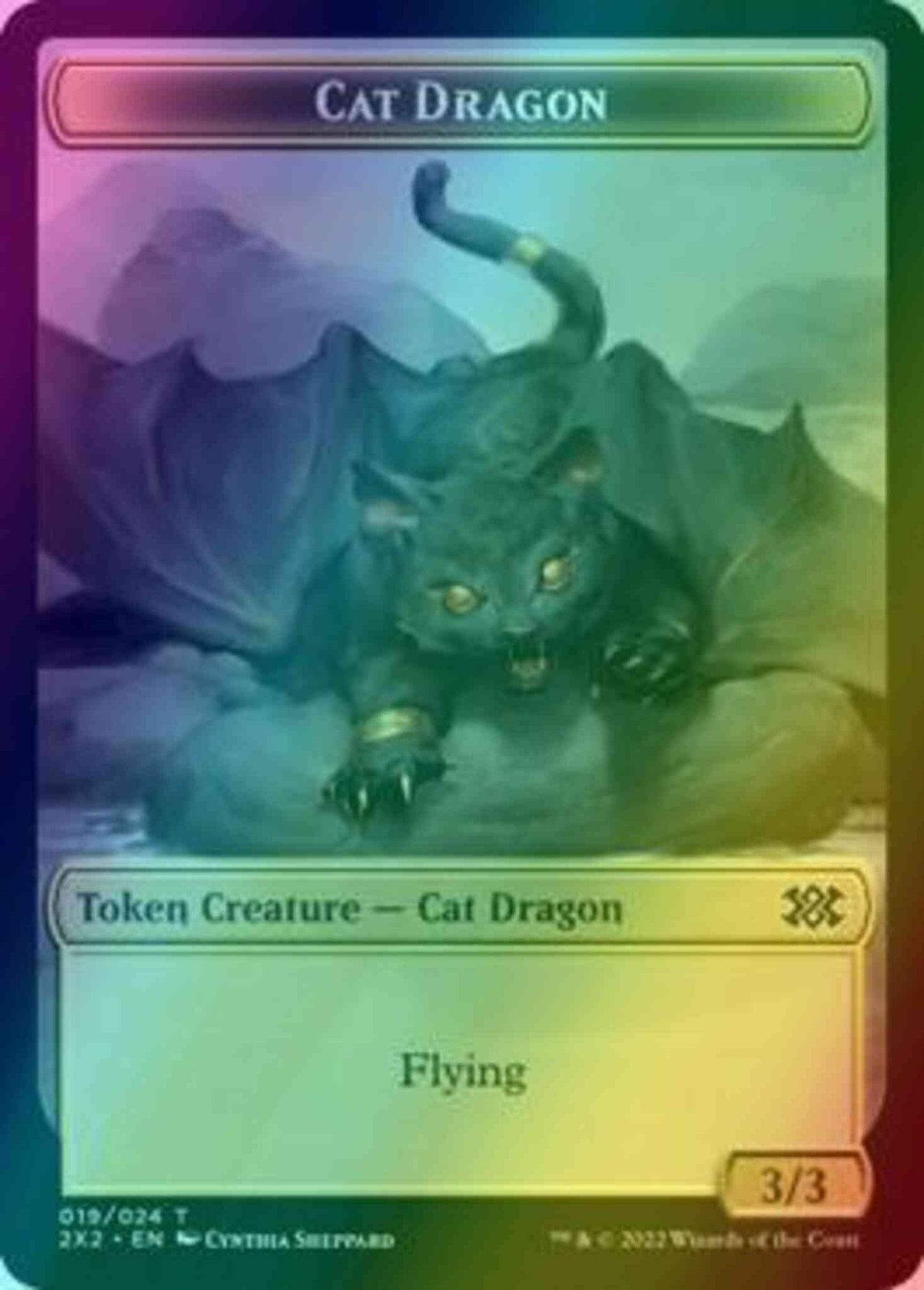 Cat Dragon Token (19) // Knight Token (05) [Double Masters 2022: Tokens] [Foil]