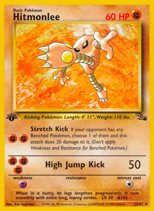 Hitmonlee - 22/62 - Rare - 1st Edition [base3-22] [Non-Holo]