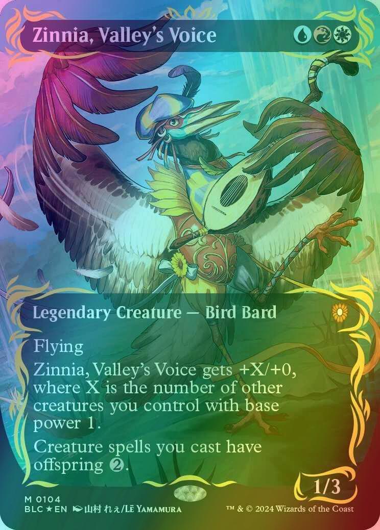 Zinnia, Valley's Voice [104] [Borderless] [Anime] [Bloomburrow: Commander] [Raised Foil]