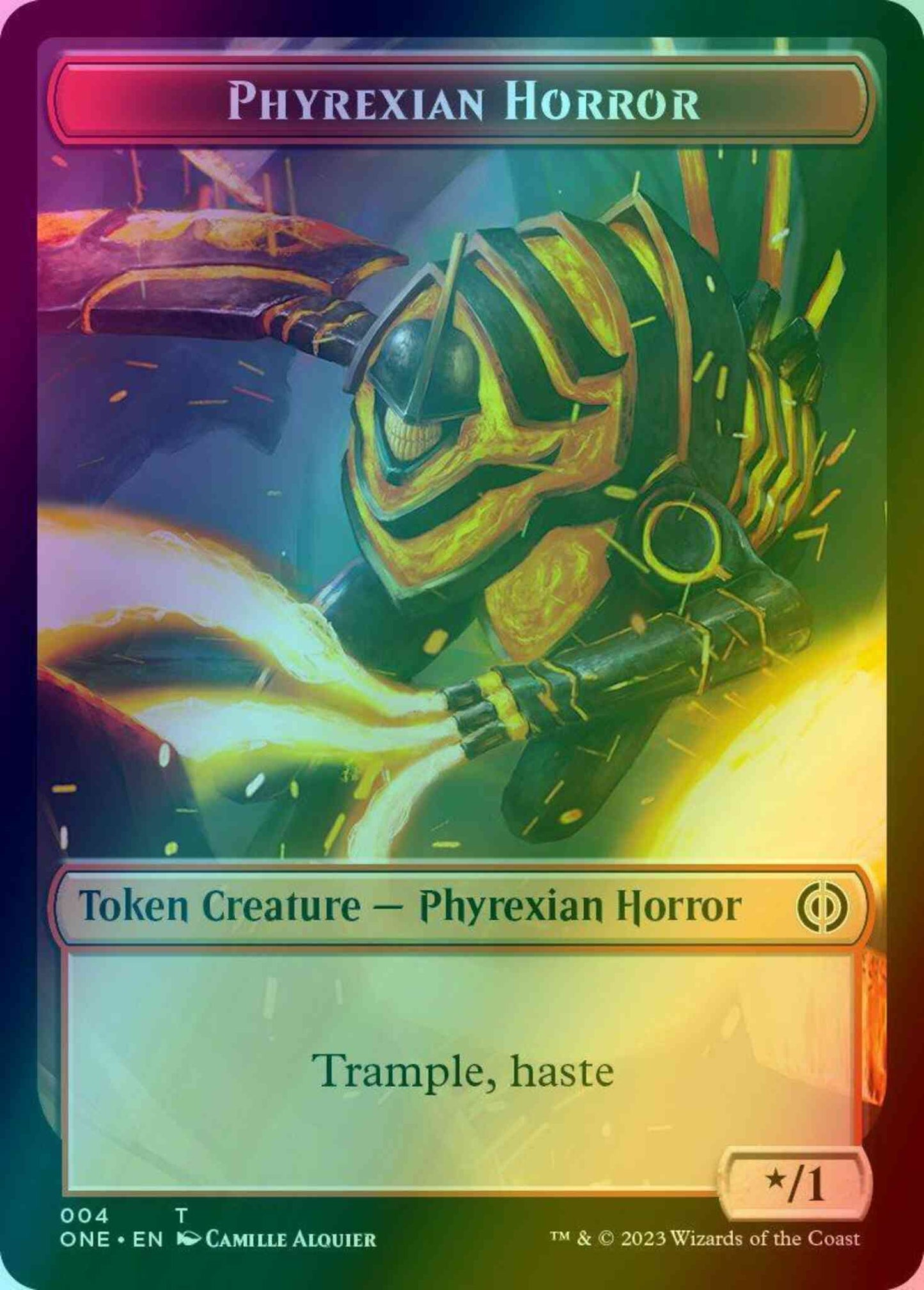 Phyrexian Horror Token (04) // Phyrexian Mite Token (11) [Phyrexia: All Will Be One: Tokens] [Foil]