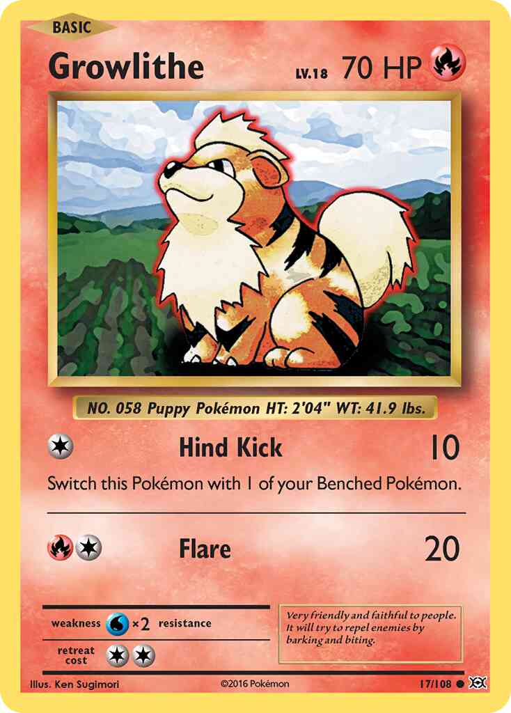 Growlithe - 17/108 - Common [xy12-17] [Reverse Holo]