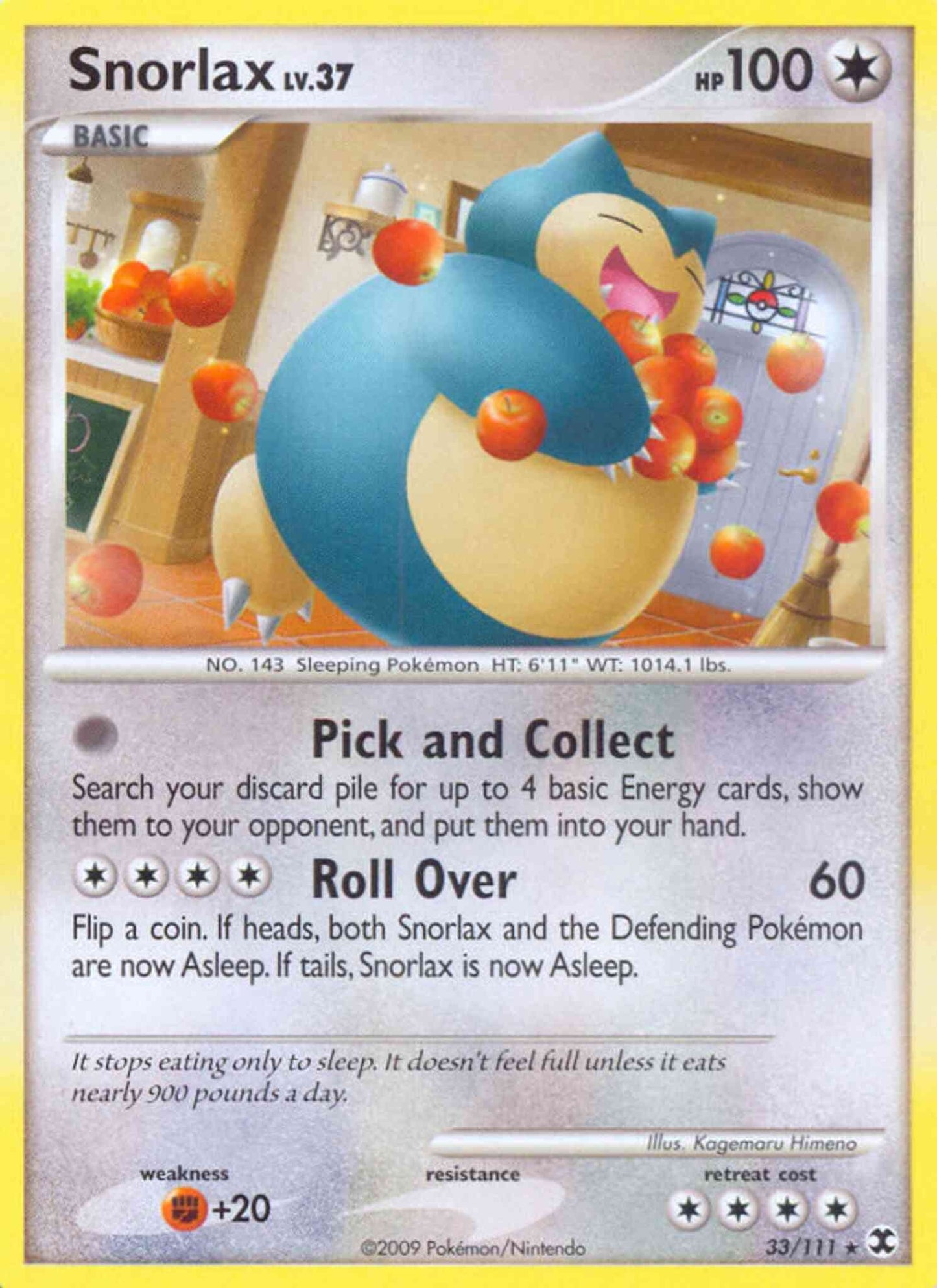 Snorlax - 33/111 - Rare [pl2-33] [Reverse Holo]
